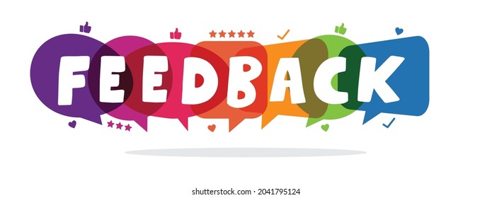 Wir möchten Ihr Feedback. Feedback-Konzept. Vektorgrafik.