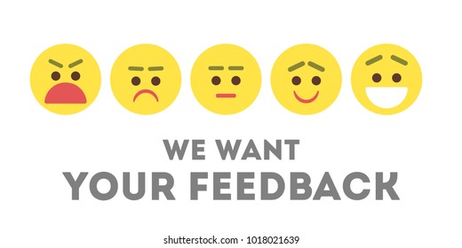 We want your feedback. Different emotions illustration.