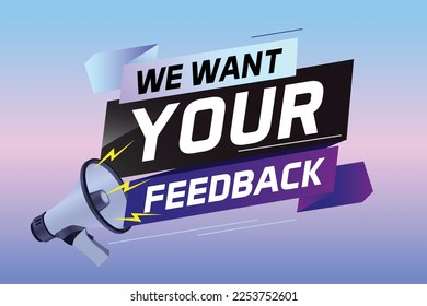 Queremos que tu opinión sobre el concepto de voz de retroalimentación sea ilustrativa vectorial con megáfono y estilo 3d para usar página de inicio, plantilla, ui, web, aplicación móvil, afiche, banner, volante, fondo, altavoz, etiqueta	
Nosotros