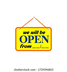 We will be open text vector vintage made for reopening after Covid19 outbreak