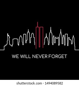 We will never forget memorial banner. USA Remembrance day vector design.