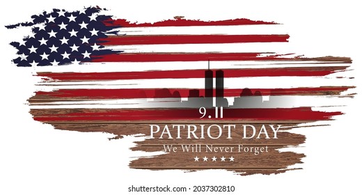 We will never forget, Patriot day USA, September 11 memorial card