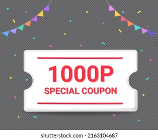 We Will Present 1,000 Points And Hold An Event That Offers Various Benefits To The Winners Illustration Set. Firecracker, Paper Flower, Garland, Pay. Vector Drawing. Hand Drawn Style.