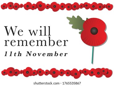 We will remember 11th November - Remembrance Day vector