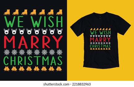 we wish merry Christmas t shirt design free vector svg design template, gnome, santa clause, December , cookie, crew, typography, snowman, new year