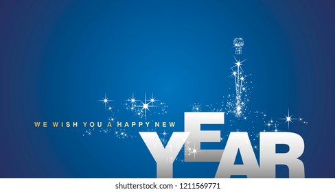 We wish you a Happy New Year silver blue background