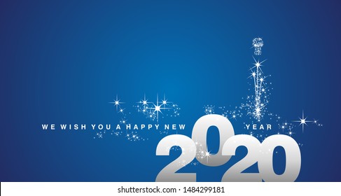 We wish you a Happy New Year 2020 white silver blue greeting card