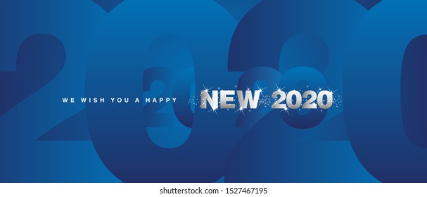 We wish you a Happy New 2020 sparkle firework silver blue greeting card