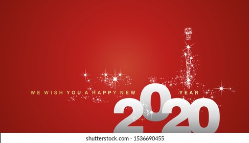 We wish you a Happy New Year 2020 silver red greeting card