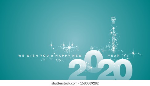 We wish you a Happy New Year 2020 trendy sea green greeting card