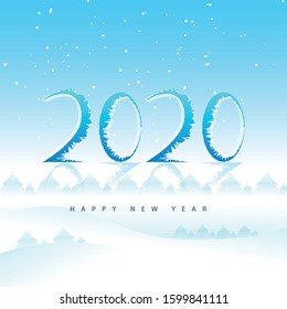 We wish you a Happy New Year 2020 greeting, snow falling
