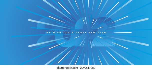 We wish you a Happy New Year 2022 high speed light blue black type typography background greeting card