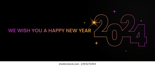 We wish you a Happy New Year 2024 Background Design. Greeting Card, Banner, Poster. Vector Illustration.