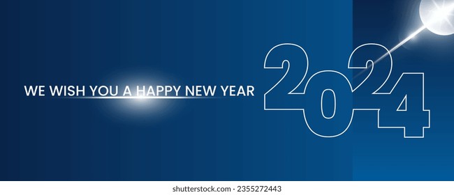 We wish you a Happy New Year 2024 Background Design. Greeting Card, Banner, Poster. Vector Illustration.