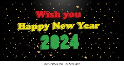 We Wish you a happy new Year 2024. We wish you a Happy New Year 2024 greeting background with light sparkle firework on black background. New Year 2024 start concept,