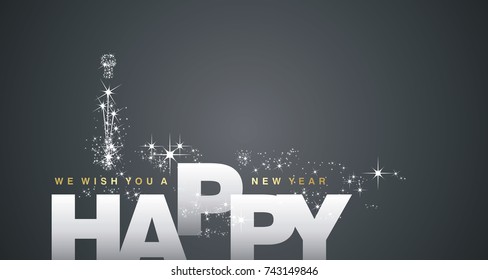 We wish you a Happy New Year 2018 silver black background