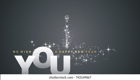 We wish you a Happy New Year silver black background