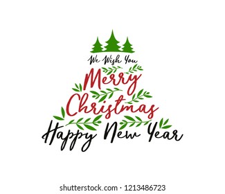 We wish you a Merry Christmas text. Calligraphy text for greeting cards 