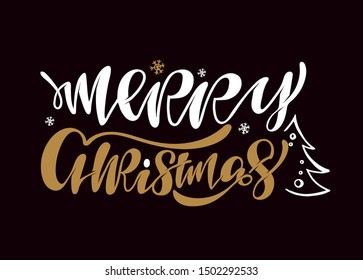 We wish you a Merry Christmas - cute hand drawn lettering template poster banner art invitation
