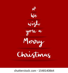 We wish you a Merry Christmas white hand lettering on red background.