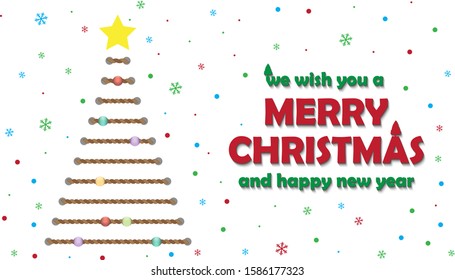We wish you a Merry Christmas and happy new year, christmas tree, Great for New Year party invitation, flyer, banner, poster, web, vector illustration.
