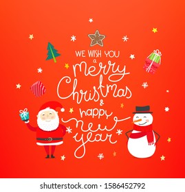 We wish you a Merry Christmas and happy New year concept with holiday accessories