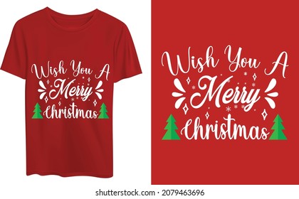 We wish you a merry Christmas, Christmas typography t-shirt design template. Good for t-shirt, mug, gift, and other printing.