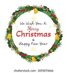 We Wish You a Merry Christmas and Happy New Year, greeting card, vector illustration design.
