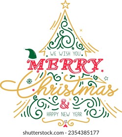 We Wish You Merry Christmas Vector T-Shirt Design