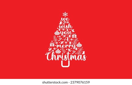 We wish you Merry Christmas greeting card and red background 