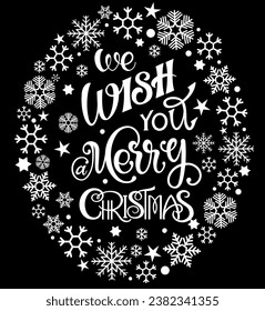 We wish you a Merry Christmas vector text Calligraphic Lettering design card template. Creative typography for Holiday Greeting Gift Poster. Calligraphy Font style Banner.