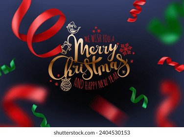 We wish you a Merry Christmas and Happy New 2022 Year. Vector illustration 