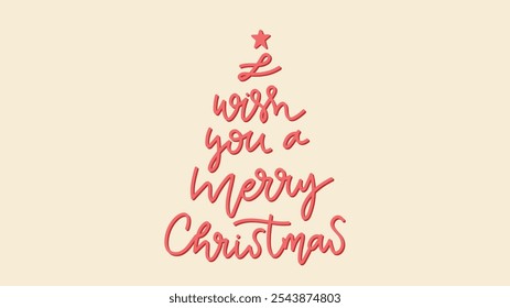 We wish you a merry Christmas brush calligraphy, Handwritten ink lettering, handwriting on background, Flat Modern design ,Vector illustration EPS 10