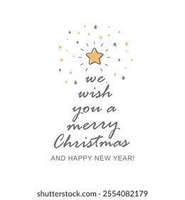 We wish you merry Christmas and happy new year greeting card.