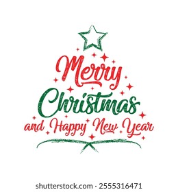 We wish you a Merry Christmas and Happy New Year text. Vector holiday illustration element. Merry Christmas calligraphy.