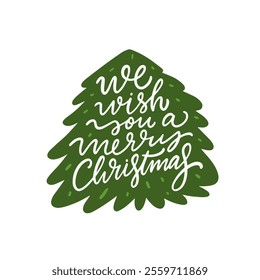 We wish you a Merry Christmas festive illustration of a beautiful Christmas tree accompanied by a joyful message for the holidays