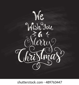 We Wish You A Merry Christmas - unique handdrawn design element for Christmas card, New Year poster. Vector art.