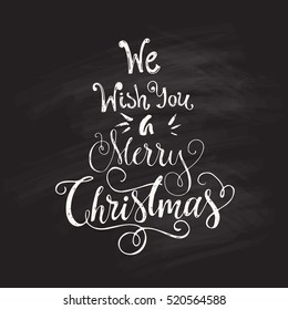 We Wish You A Merry Christmas - unique handdrawn design element for Christmas card, New Year poster. Vector art.