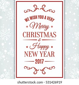 We wish you Merry Christmas And Happy New Year greeting card. Invitation, flyer or brochure template. Vector illustration.