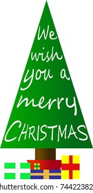 We Wish You A Merry Christmas - classic carol etched into a graphic Christmas Tree