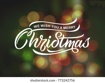 We wish you a Merry Christmas vector text Calligraphic Lettering design card template. Merry Christmas Calligraphic handmade lettering.