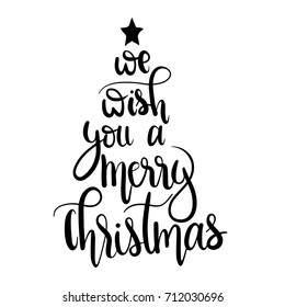 We Wish You A Merry Christmas,unique hand drawn typographic poster.Vector art.Perfect design for cards, wallpaper, posters, banners, invitations.Xmas design.