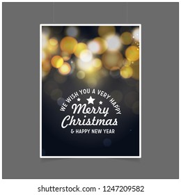 we wish you a Very Happy Merry Christmas and Happy New year Glowing black background Poster