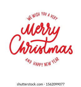 We wish you a very Merry Christmas and Happy New year lettering.