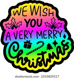 we wish you a very merry christmas merry christmas colorful bright rainbow graphic design