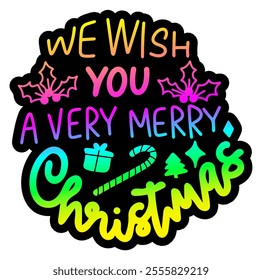 we wish you a very merry christmas merry christmas colorful bright rainbow graphic design