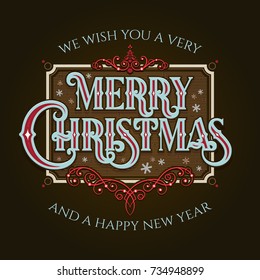 We Wish You A Very Merry Christmas And a Happy New Year Vintage Background With Lettering