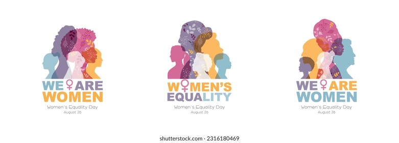 We are women. Women's Equality. Women's Equality Day set.