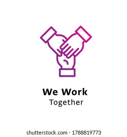 We Work Together written black color with amazing purple gradient hands icon