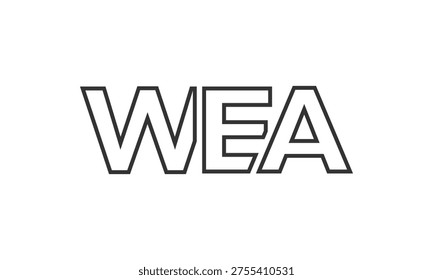 WEA logo design template with strong and modern bold text. Initial based vector logotype featuring simple and minimal typography. Trendy company identity ideal for businesses brand presence.